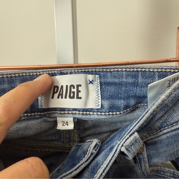 Paige Denim Womens Skyline Ankle Peg Blue Jeans Raw Hem Size 24 - Picture 3 of 5